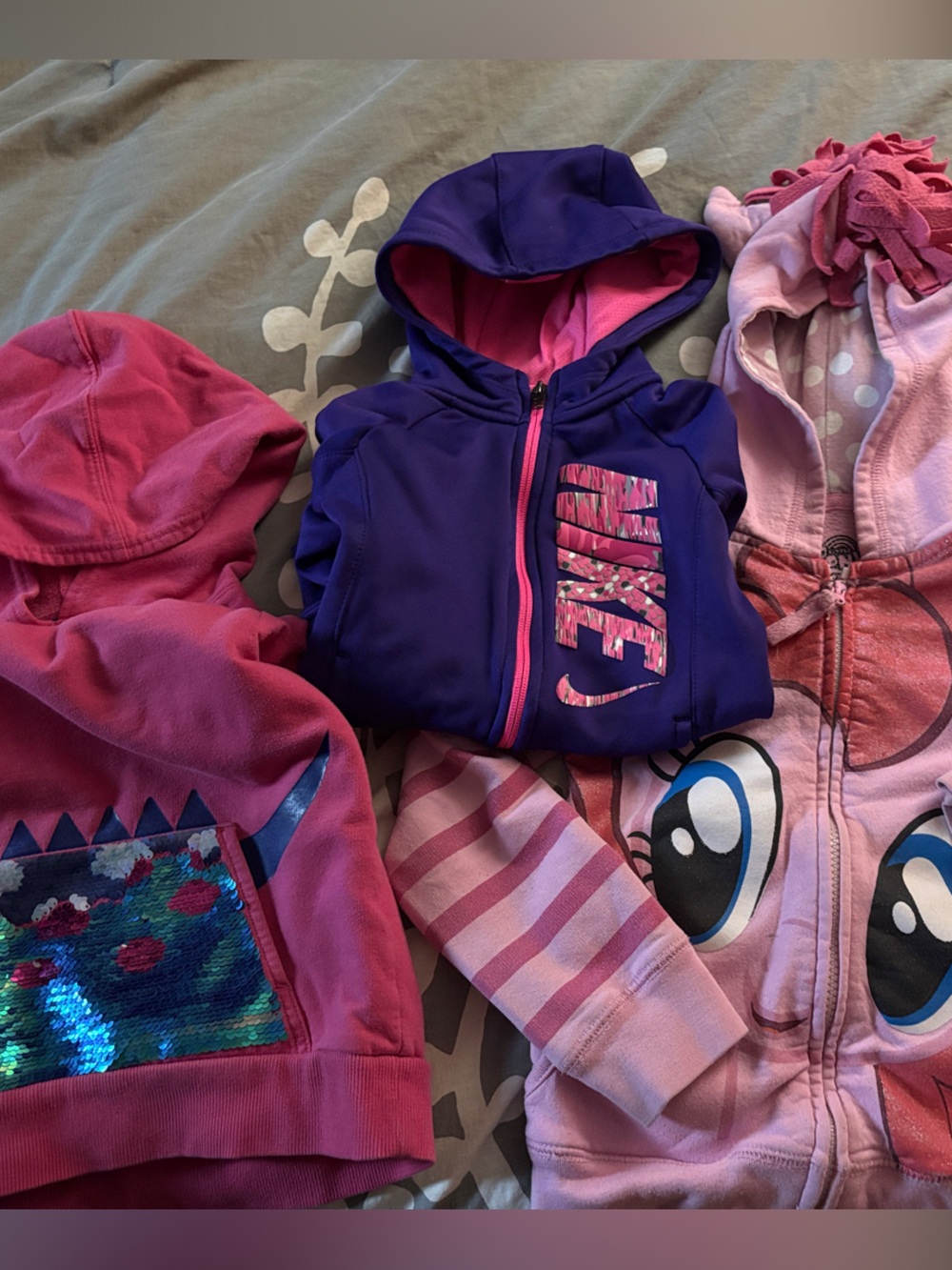 Lot of 3- Nike Purple & Pink Girls' Hooded Zip Jackets